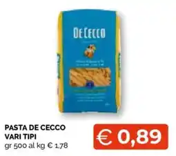 Mercatò Extra Pasta De Cecco vari tipi offerta