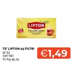 Mercatò Te' Lipton 25 filtri offerta