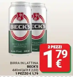 Supermercati Gulliver Birra in lattina Beck's offerta