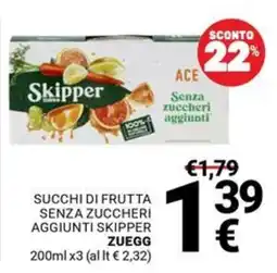 Supermercati Gulliver Succhi di frutta senza zuccheri aggiunti Skipper offerta