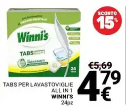 Supermercati Gulliver Tabs per lavastoviglie all in 1 Winni's offerta