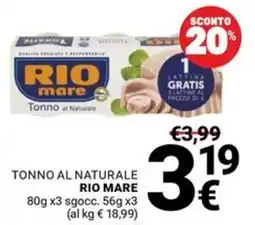 Supermercati Gulliver Tonno al Naturale Rio Mare offerta