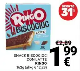 Supermercati Gulliver Snack biscocioc con latte Ringo offerta