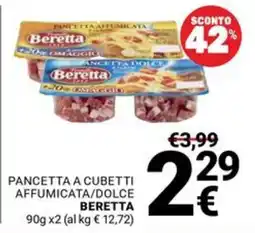 Supermercati Gulliver Pancetta a cubetti affumicata/dolce Beretta offerta