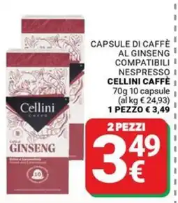 Supermercati Gulliver Capsule di caffè al ginseng Cellini Caffè offerta