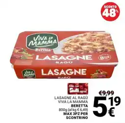 Supermercati Gulliver Lasagne al ragù Viva la mamma Beretta offerta