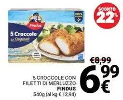 Supermercati Gulliver 5 Crocche con filetti di merluzzo Findus offerta