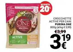 Supermercati Gulliver Crocchette active per cani Purina One offerta