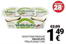 Supermercati Gulliver Ricottine fresche Vallelata offerta