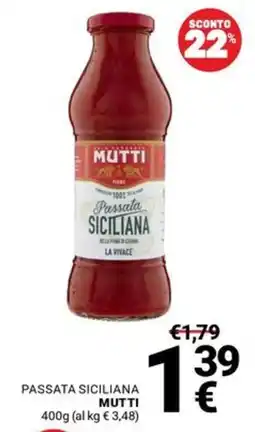 Supermercati Gulliver Passata siciliana Mutti offerta
