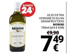 Supermercati Gulliver Olio extra vergine di oliva granfruttato Monini offerta