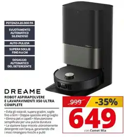 Comet Dreame robot aspirapolvere e lavapavimenti X50 Ultra complete offerta