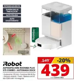 Comet iRobot Aspirapolvere Roomba Plus 575 Combo + Autowash Dock offerta