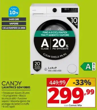 Candy lavatrice gd410b8s