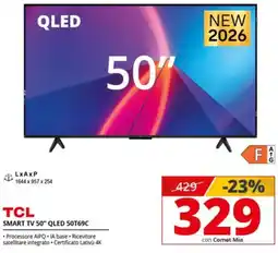 Comet TCL SMART TV 50" QLED 50T69C offerta