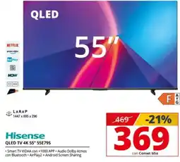 Comet Hisense QLED TV 4K 55" 55E79S offerta