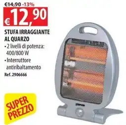 Ecobrico Stufa irraggiante al quarzo ZEPHIR offerta