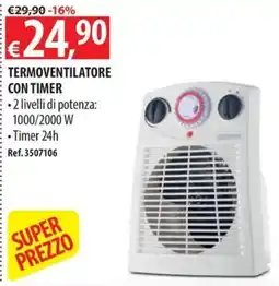 Ecobrico Termostato ventilatore con timer offerta