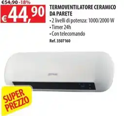 Ecobrico Termostato ventilatore ceramico da parete offerta