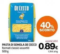 Superconti Pasta di semola De Cecco offerta