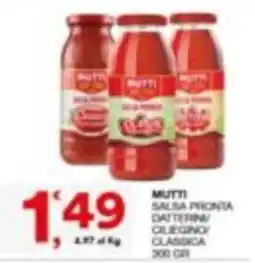 Quick Sisa Mutti salsa pronta datterini/celegino/classica offerta