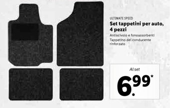 Lidl ULTIMATE SPEED Set tappetini per auto, 4 pezzi offerta