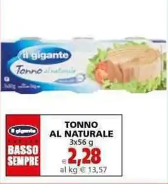 Il Gigante il gigante Tonno Al Naturale 3x56g offerta