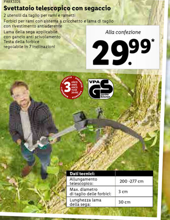 Lidl PARKSIDE Svettatoio telescopico con segaccio offerta