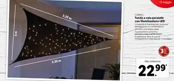 Lidl FLORABEST Tenda a vela parasole con illuminazione LED offerta