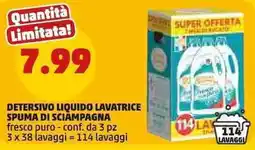 PENNY Detersivo liquido lavatrice Spuma di sciampagna fresco puro offerta