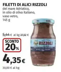 Ipercoop Filetti di alici Rizzoli offerta