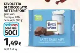 Ipercoop Tavoletta di cioccolato Ritter Sport offerta
