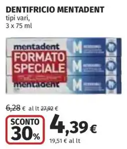 Ipercoop Dentifricio Mentadent offerta