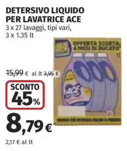 Ipercoop Detersivo liquido per lavatrice Ace offerta