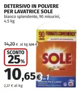 Ipercoop Detersivo in polvere per lavatrice Sole bianco splendente offerta