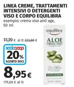 Ipercoop Crema viso Aloe Equilibra offerta