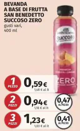 Ipercoop Beveranda a base di frutta San Benedetto Succoso Zero offerta