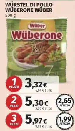 Ipercoop Würstel di pollo Wüberone Wüber offerta