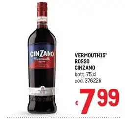 Metro Vermouth rosso Cinzano offerta