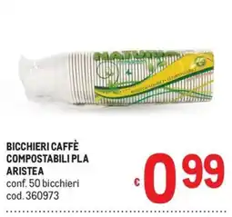 Metro Bicchieri caffè compostabili PLA Aristea offerta