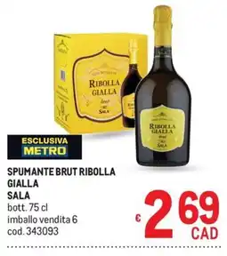 Metro Spumante brut ribolla gialla sala offerta
