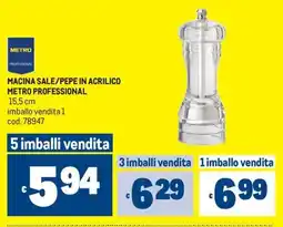 Metro Macina sale/pepe in acrilico Metro Professional offerta