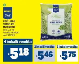 Metro Piselli fini surgelati Metro Chef offerta