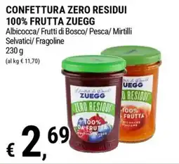 Tre Valli Supermercato Confettura zero residui 100% frutta Zuegg offerta
