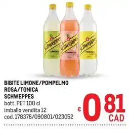 Metro Bibite limone/pompelemo rosa/tonica Schweppes offerta