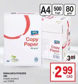 Metro RISMA CARTA FOTOCOPIE ARO offerta