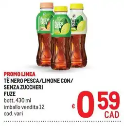 Metro Tè nero pesca/limone con/ senza zuccheri Fuze offerta
