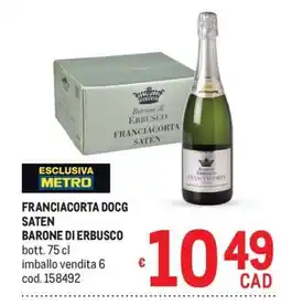 Metro Franciacorta Docg Saten Barone di Erbusco offerta
