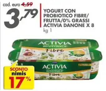 Yogurt con probiotico fibre Activia Danone
