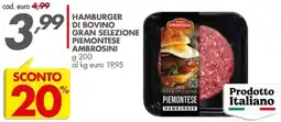 Italmark Hamburger di bovino gran selezione piemontese ambrosini offerta